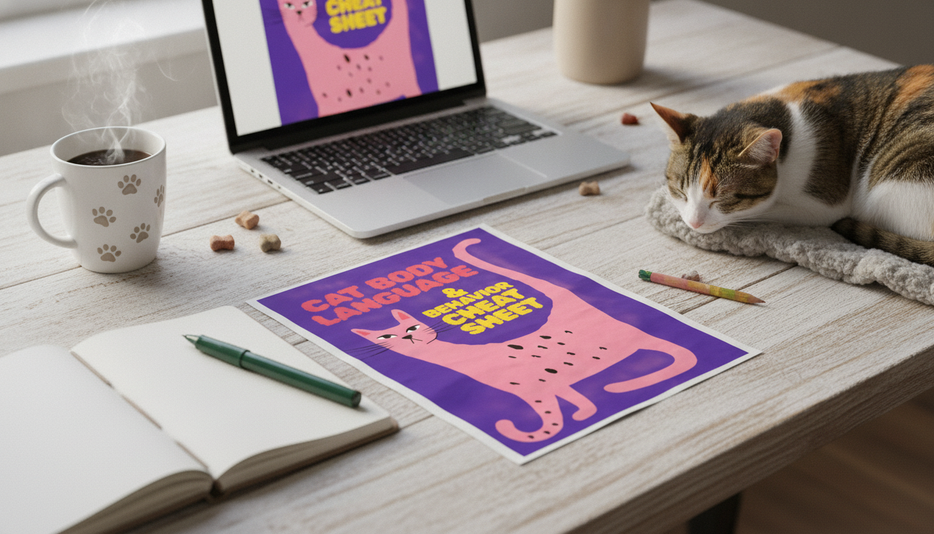 Printable Cat Body Language Cheat Sheet: Signals & Meows